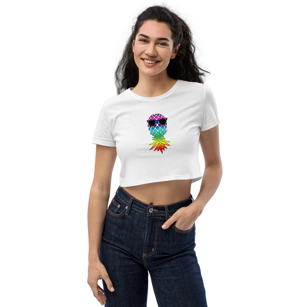 Upside Down Swinger Rainbow Pineapple Crop Top